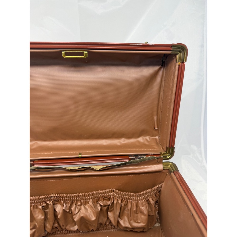 Vintage Samsonite Train Case Shwayder Bros Red Brown Hard Shell Vanity Luggage - Picture 8 of 14